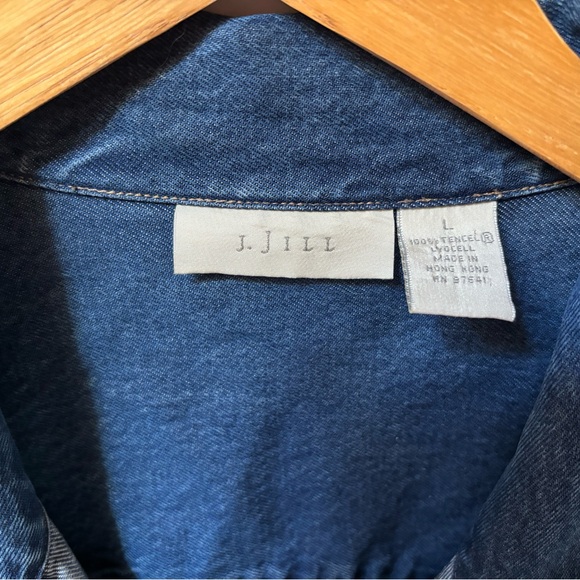 J JILL 100% Tencel Button Front Indigo Shirt Dress - Picture 4 of 4